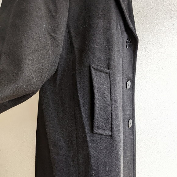 Ashley Scott Black Lined Long Wool Classic Winter Coat - Picture 3 of 9